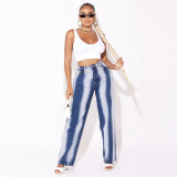 Retro Gradient Color Bell Bottom Denim Pants Women's Slim Fit Butt Lift Jeans