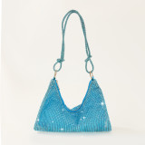 Mesh Rhinestone Knotted Armpit Bag Diamond-Encrusted Trendy Shoulder Evening Bag