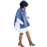 Women Fashion Shawl Denim Jacket
