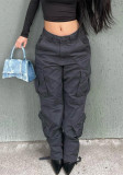 Women's Street Style Multi-Pocket Belt Casual Cargo Denim Pants For Women