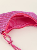 Mesh Rhinestone Knotted Armpit Bag Diamond-Encrusted Trendy Shoulder Evening Bag