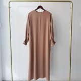 Plus Size Women Round Neck Solid Maxi Dress