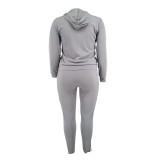 Plus Size Women Sports Casual Print Top and Pant Two-piece Set