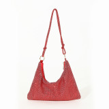 Mesh Rhinestone Knotted Armpit Bag Diamond-Encrusted Trendy Shoulder Evening Bag