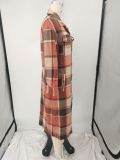 Women Autumn and Winter Loose Plaid Long Shirt Coat