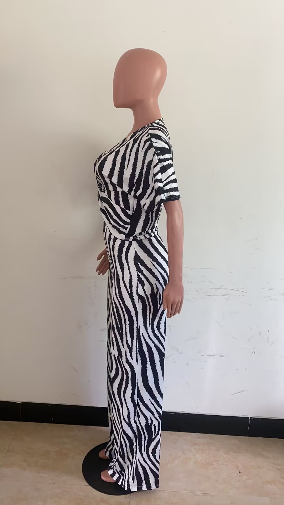 Women Casual Printed Top and Wide Leg Pants Two-piece Set