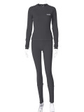 Women Winter Long Sleeve Top and Sports Tight Pants Two-piece Set