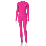 Women Winter Long Sleeve Top and Sports Tight Pants Two-piece Set