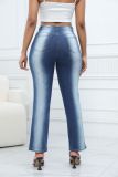 Retro Gradient Color Bell Bottom Denim Pants Women's Slim Fit Butt Lift Jeans