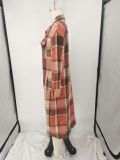 Women Autumn and Winter Loose Plaid Long Shirt Coat
