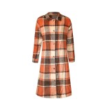 Women Autumn and Winter Loose Plaid Long Shirt Coat