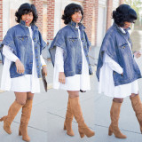 Women Fashion Shawl Denim Jacket