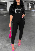 Women printed top and trousers two-piece set