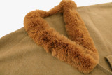 Plus Size Women autumn and winter furry collar loose knitting cloak shawl coat