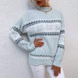 Christmas Knitting Shirt Autumn And Winter Half Turtleneck Snowflake Sweater For Women