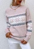 Christmas Knitting Shirt Autumn And Winter Half Turtleneck Snowflake Sweater For Women