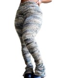 Fashion Women's Clothing Colorful Striped Plush Style Pile Pants