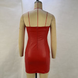 Women Solid Sexy Strapless Bodycon Dress