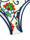 Digital Printing One-Piece Swimsuit Mesh Skirt Two Piece Swimwear For Women