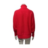 Christmas Turtleneck Women's Autumn And Winter Loose Bat Sleeves Outdoor Wear Knitting Shirt Sweatwear Tops For Women