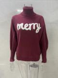 Christmas Turtleneck Women's Autumn And Winter Loose Bat Sleeves Outdoor Wear Knitting Shirt Sweatwear Tops For Women