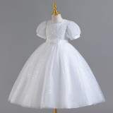 Girls' Dresses Children's Long Flower Girl's Performance Dress Sequined Mesh Puffy Princess Dress