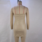 Women Solid Sexy Strapless Bodycon Dress
