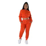 Sports Autumn And Winter Casual Fashion Short Coat Eggings Two-Piece Set