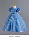Girls' Dresses Children's Long Flower Girl's Performance Dress Sequined Mesh Puffy Princess Dress