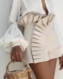Summer Fashion Women's Solid Color Pleated High Waist Zipper Shorts