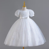 Girls' Dresses Children's Long Flower Girl's Performance Dress Sequined Mesh Puffy Princess Dress