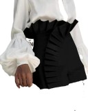 Summer Fashion Women's Solid Color Pleated High Waist Zipper Shorts