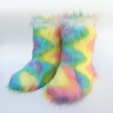 Women Furry Mid-length Snow Boots