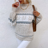 Christmas Knitting Shirt Autumn And Winter Half Turtleneck Snowflake Sweater For Women