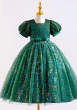 Girls' Dresses Children's Long Flower Girl's Performance Dress Sequined Mesh Puffy Princess Dress
