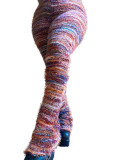 Fashion Women's Clothing Colorful Striped Plush Style Pile Pants