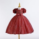 Girls' Dresses Children's Long Flower Girl's Performance Dress Sequined Mesh Puffy Princess Dress