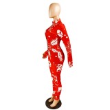 Women's Christmas Element Printed Casual Jumpsuit