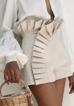 Summer Fashion Women's Solid Color Pleated High Waist Zipper Shorts