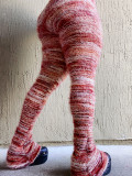 Fashion Women's Clothing Colorful Striped Plush Style Pile Pants