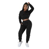 Sports Autumn And Winter Casual Fashion Short Coat Eggings Two-Piece Set