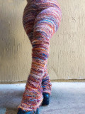 Fashion Women's Clothing Colorful Striped Plush Style Pile Pants