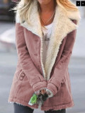 Autumn And Winter Solid Color Turndown Collar Fleece Jacket For Women