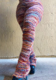 Fashion Women's Clothing Colorful Striped Plush Style Pile Pants