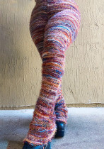 Fashion Women's Clothing Colorful Striped Plush Style Pile Pants Fashion Women's Clothing Colorful Striped Plush Style Pile Pants