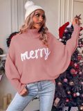Christmas Turtleneck Women's Autumn And Winter Loose Bat Sleeves Outdoor Wear Knitting Shirt Sweatwear Tops For Women