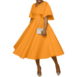 Women's Solid Color Three-Quarter Sleeve Loose Dress