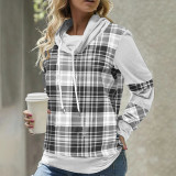 Autumn Women Plaid Printed Long Sleeve High Collar Loose Casual Top