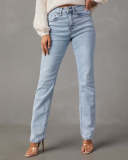 Women High Waist Denim Straight Pants
