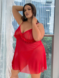 Women Slit See-Through Night dress Sexy Lingerie Set